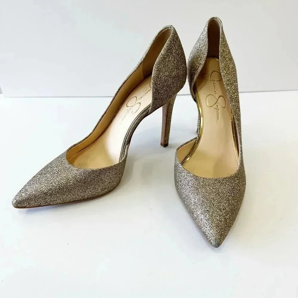 JESSICA SIMPSON Sparkly D'Orsay Party Heels Size 7.5‎